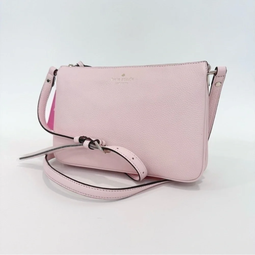 NEW Kate Spade Jackson Triple Gusset Leather Crossbody Bag Peach Puff Pink